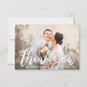心強感謝していい新郎新婦の写真結婚カード サンキューカード