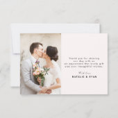 心強感謝していい新郎新婦の写真結婚カード サンキューカード (裏面)