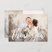 心強感謝していい新郎新婦の写真結婚カード サンキューカード (正面/裏面)