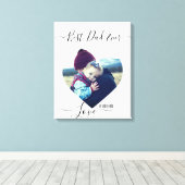 心形カスタム写真及び文字 キャンバスプリント (インサイチュ (ウッドフロア))