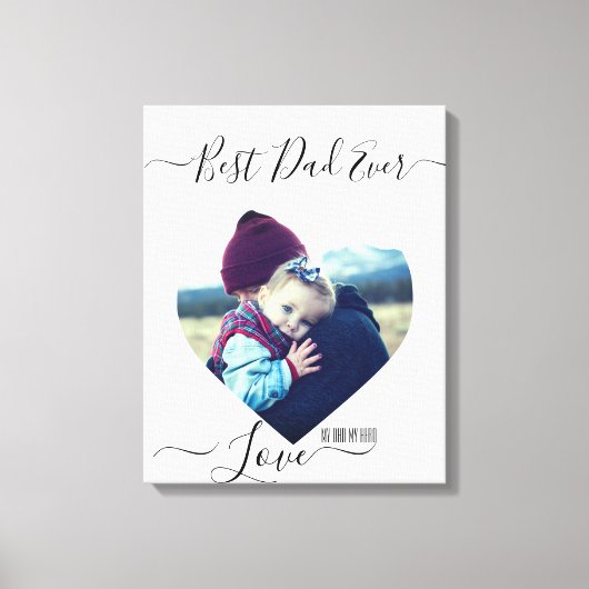 心形カスタム写真及び文字 キャンバスプリント (正面)