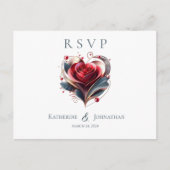 心形モダンバラ-RSVP-s結婚- ポストカード (正面)
