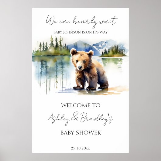 心待ちアドベンチャーベイビーシャワー歓迎サイン ポスター (正面)