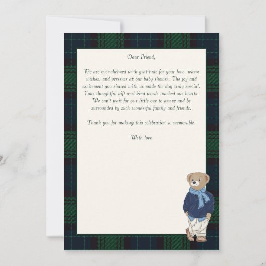 心待ちクラシックプライド赤ちゃんシャワー サンキューカード (裏面)