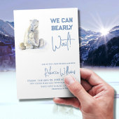 心待ちシロクマ青い冬の男の子の赤ちゃんシャワー 招待状