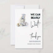 心待ち極熊ピンクの女の子の赤ちゃんシャワー サンキューカード (正面)