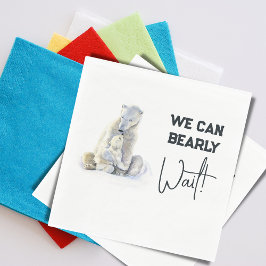 心待ち極熊ピンクの女の子の赤ちゃんシャワー スタンダードランチョンナプキン