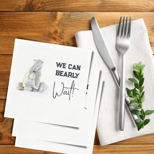 心待ち極熊ピンクの女の子の赤ちゃんシャワー スタンダードランチョンナプキン