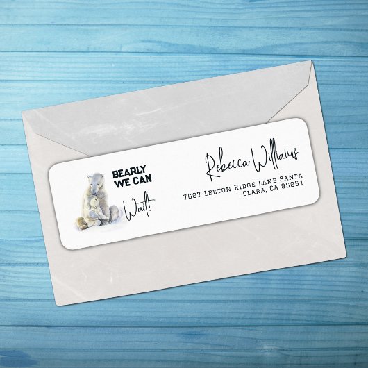 心待ち極熊ピンクの女の子の赤ちゃんシャワー ラベル