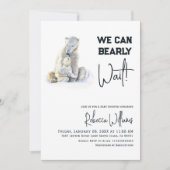 心待ち極熊ピンクの女の子の赤ちゃんシャワー 招待状 (正面)