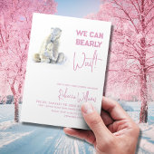 心待ち極熊ピンクの女の子の赤ちゃんシャワー 招待状