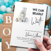 心待ち極熊ピンクの女の子の赤ちゃんシャワー 招待状