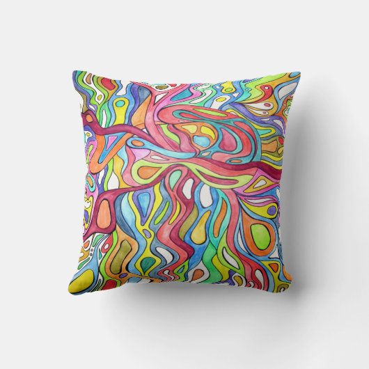 心拍の抽象的な枕 クッション (裏面)