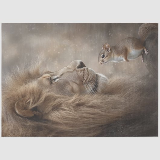 心拍の間に止まるライオンのリスの切り離し 薄葉紙 (正面)