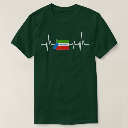 心拍デザイン赤道ギニア国旗 Tシャツ (デザイン正面)