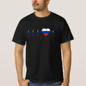 心拍ロシアのI愛ロシア国旗ハート国 Tシャツ (正面)