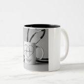 心拍付きカフェイン:聴診器マグカップ ツートーンマグカップ (正面右)