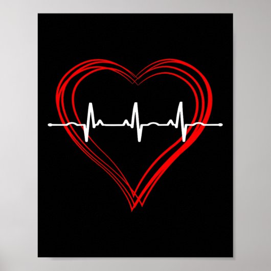 心拍愛Heartbeat Love Cardiogram Hollow Ecgハート ポスター (正面)