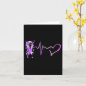 心拍紫色のリボン膵臓がんの発生 カード (黄色い花)