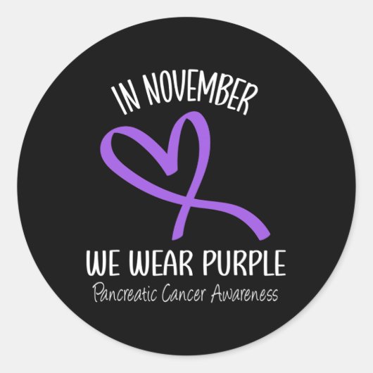 心拍紫色のリボン膵臓がんの発生 ラウンドシール (正面)