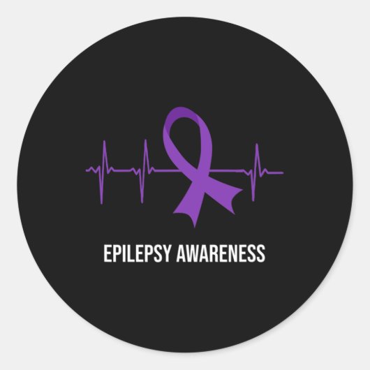 心拍Ecgデザインてんかん認識度 ラウンドシール (正面)