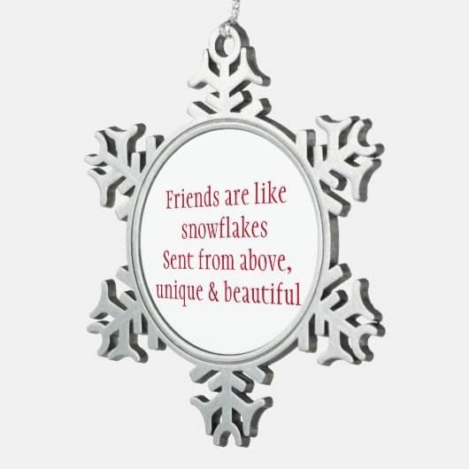 心暖まるような友情のクリスマスのオーナメント スノーフレークピューターオーナメント (右)