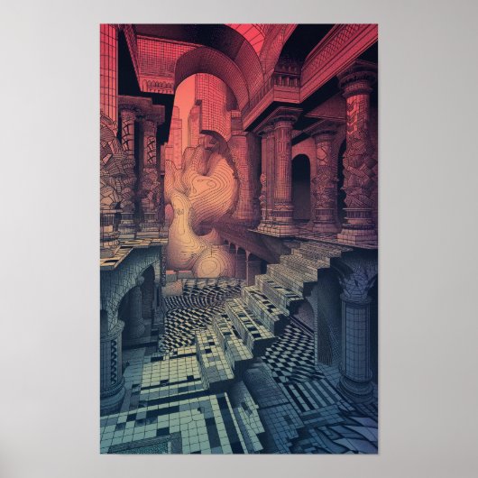 心曲げ幾何学ポスター – Manifold Garden Ech ポスター (正面)