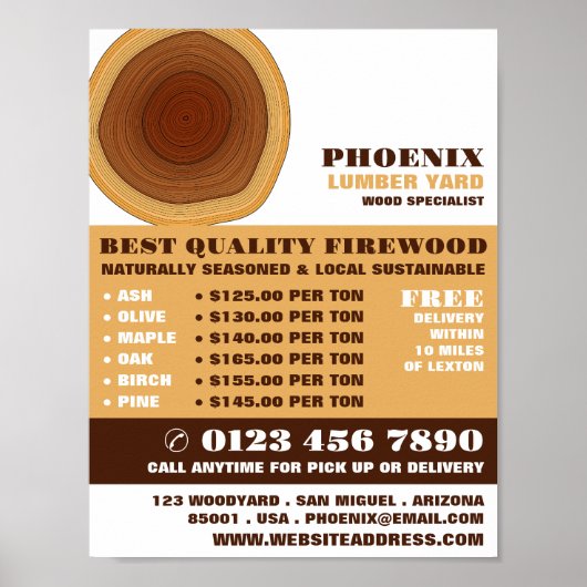 心材、木材・木材・木造ヤード広告ズ ポスター (正面)