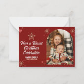 心温まるクリスマスカード兄弟姉妹をテーマ ノートカード (正面)