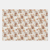 心温まるクリスマス・テディ・ベアーズ・パターン ラッピングペーパーシート (正面)