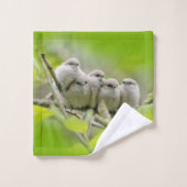 心温まる可愛いブシュティッツソングバーズ家族写真 バスタオルセット (ウォッシュタオル)