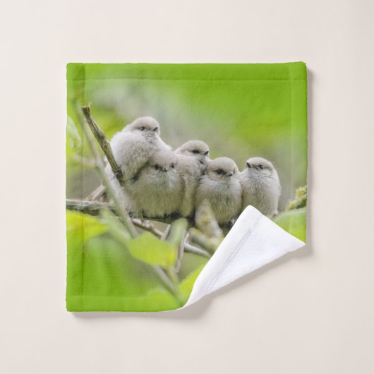 心温まる可愛いブシュティッツソングバーズ家族写真 バスタオルセット (ウォッシュタオル)