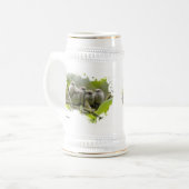 心温まる可愛いブシュティッツソングバーズ家族写真 ビールジョッキ (正面左)