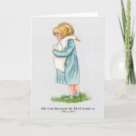 心温まる小さな女の子、聖書の詩、手作り シーズンカード