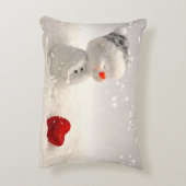 心温まる愛を持つクリスマス雪だるま アクセントクッション (裏面(縦))