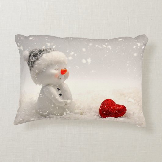心温まる愛を持つクリスマス雪だるま アクセントクッション (裏面)