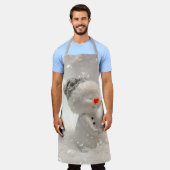 心温まる愛を持つクリスマス雪だるま エプロン (着用した状態)