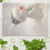 心温まる愛を持つクリスマス雪だるま キッチンタオル (折り畳み)