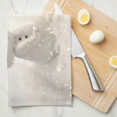 心温まる愛を持つクリスマス雪だるま キッチンタオル (四つ折り)