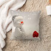 心温まる愛を持つクリスマス雪だるま クッション (ブランケット)