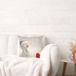 心温まる愛を持つクリスマス雪だるま クッション