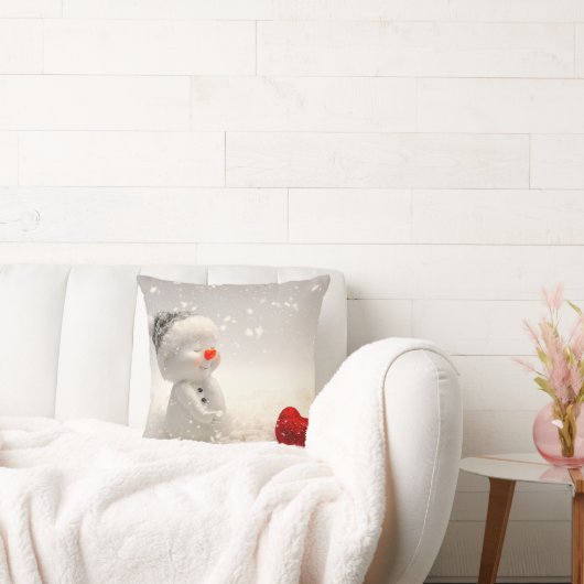 心温まる愛を持つクリスマス雪だるま クッション (ソファ)