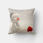 心温まる愛を持つクリスマス雪だるま クッション (裏面)