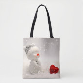 心温まる愛を持つクリスマス雪だるま トートバッグ (正面)