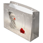 心温まる愛を持つクリスマス雪だるま ラージペーパーバッグ (裏面アングル)