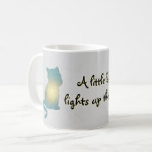 心温まる猫のシルエット白熱［赤熱］光を放つとハートマグカップ コーヒーマグカップ (正面左)