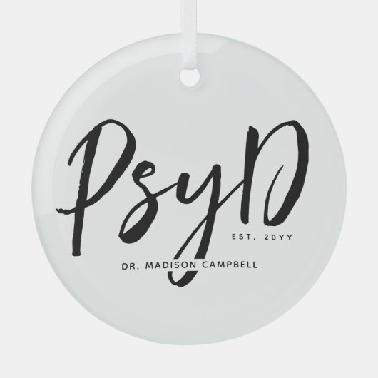 心理パーソナライズされたエレガント学PsyD医師 ガラスオーナメント (正面)