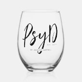 心理パーソナライズされたエレガント学PsyD医師 ステムなしワイングラス (正面)