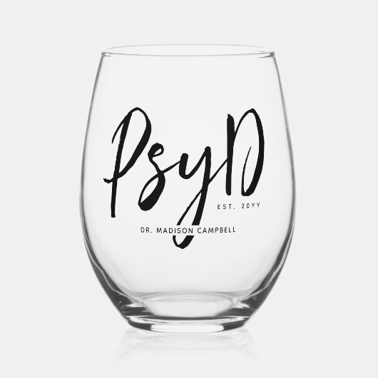 心理パーソナライズされたエレガント学PsyD医師 ステムなしワイングラス (正面)