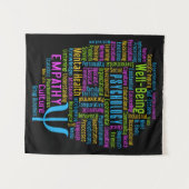 心理ワードクラウドカスタムカラータペストリ タペストリー (正面(横))